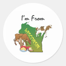 TEE I'm From Wisconsin Round Stickers