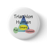 TEE Triathlon Human Pinback Buttons