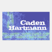 Teen boys sports name dark blue id label sticker