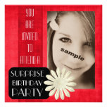 Teen Girl Surprise Birthday Party! Hot PINK flower Custom Invite