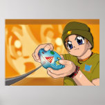 Teen with Game Controller Poster