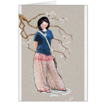 Teenage girl in Spring Card