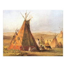 Teepees on Plain by Bodmer, Vintage American West Personalised Announcements