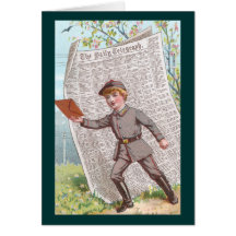 Telegraph Boy Delivering Message Greeting Cards