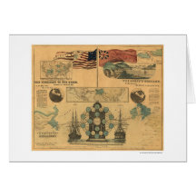 Telegraph Chart Poster 1858 Greeting Card