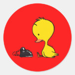 Telephone & Duck Round Stickers