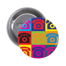 Telephones Pop Art Pinback Buttons