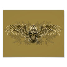 Templar Knight Gothic Mediaeval Skull with Wings Photo Print