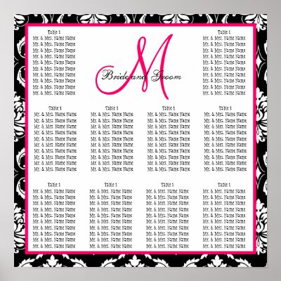 Free Wedding Seating Chart Maker on Template Wedding Seating Chart Damask Pink Posters By Monogramgallery