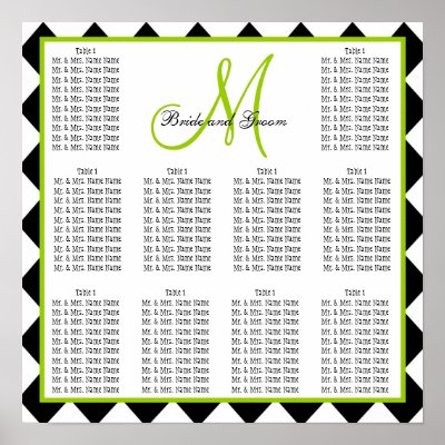 Template wedding seating plan poster change the colours monogram names