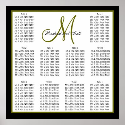 Template Wedding Seating Chart Monogram Names Print by monogramgallery