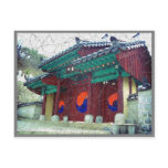 Temple doors with Ying Yang South Korea postcards