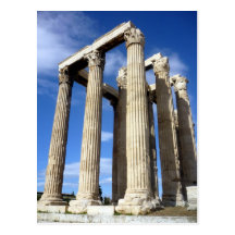 temple zeus blue postcard
