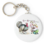 Tempting the Turkey Vintage Thanksgiving Keychain