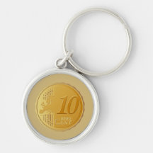 Ten European Euro Cents Keychain