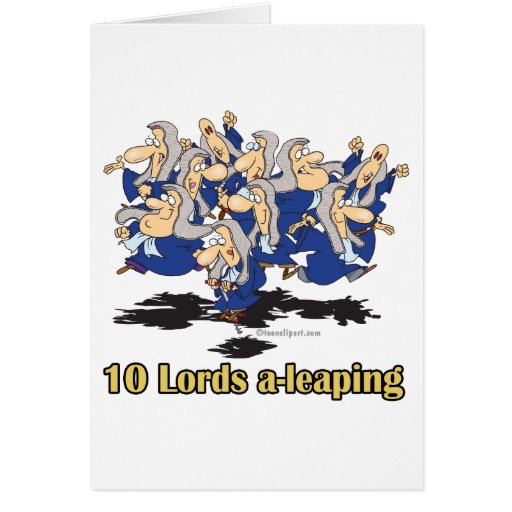 ten lords a-leaping 10th tenth day of christmas greeting cards