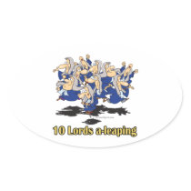 ten lords a-leaping 10th tenth day of christmas oval stickers