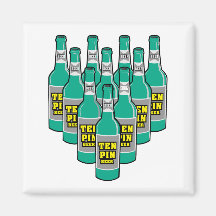 ten pin beer bowling humour fridge magnet