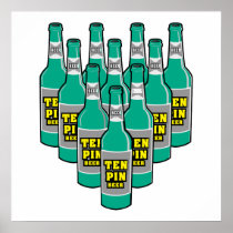 ten pin beer bowling humour print