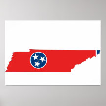 Tennessee Flag Map Print