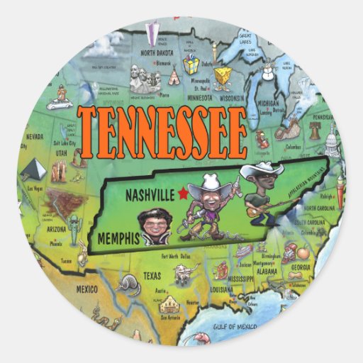 Tennessee USA Map Stickers