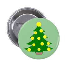 Tennis Ball Christmas Tree Pinback Buttons