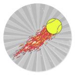 tennis ball on fire flames round sticker