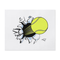 tennis ball ripping through full colour flyer