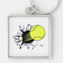 tennis ball ripping through keychain