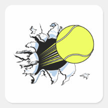 tennis ball ripping through square sticker