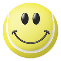 Tennis Ball Smiley Face Round Stickers