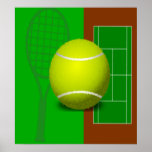 Tennis Court and Racquets Print