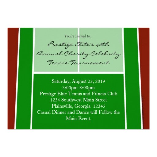 Tennis Court Layout Graphic Personalized Invites