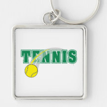 tennis text graphic keychains
