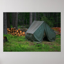 Tent in woods print