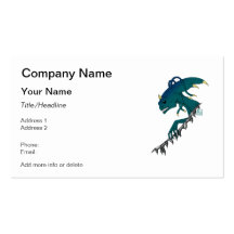Tentacled and Horned Alien Ripping Aqua Recolor Business Card