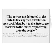 Tenth Amendment to the United States Constitution Card