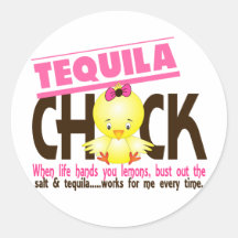 Tequila Chick Round Sticker