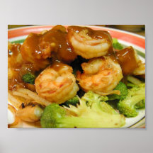 Teriyaki Shrimp Brocolli Sauces Print