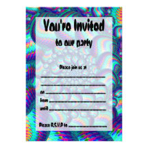Terquoise Blue Balls Fractal Pattern Personalised Announcement