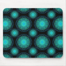 Terquoise Wispy Hippy Mandala Mouse Mat