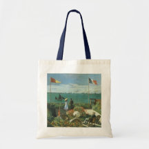 Terrace at the Seaside, Saint Adresse Claude Monet Canvas Bags