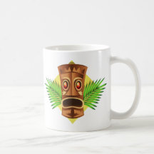 Terrifying Tiki Tropical Statue With Palms Coffee Mug