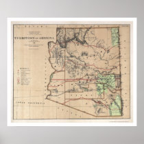 Territory Of Arizona Map 1876 Print