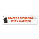 terrorist, STARVE A TERRORIST!DRIVE ELECTRIC! bumper stickers