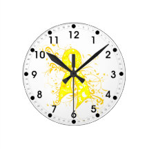 Testicular Cancer Awareness Swirl Ribbon Wallclocks
