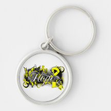 Testicular Cancer Hope Garden Ribbon Keychain