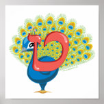 Tet the Peacock, Heberw Aleph Bet (Alphabet) Print