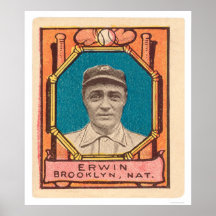 Tex Erwin Dodgers Baseball 1911 Poster