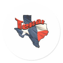 Texan Lone Star State retro flag map of Texas Round Sticker